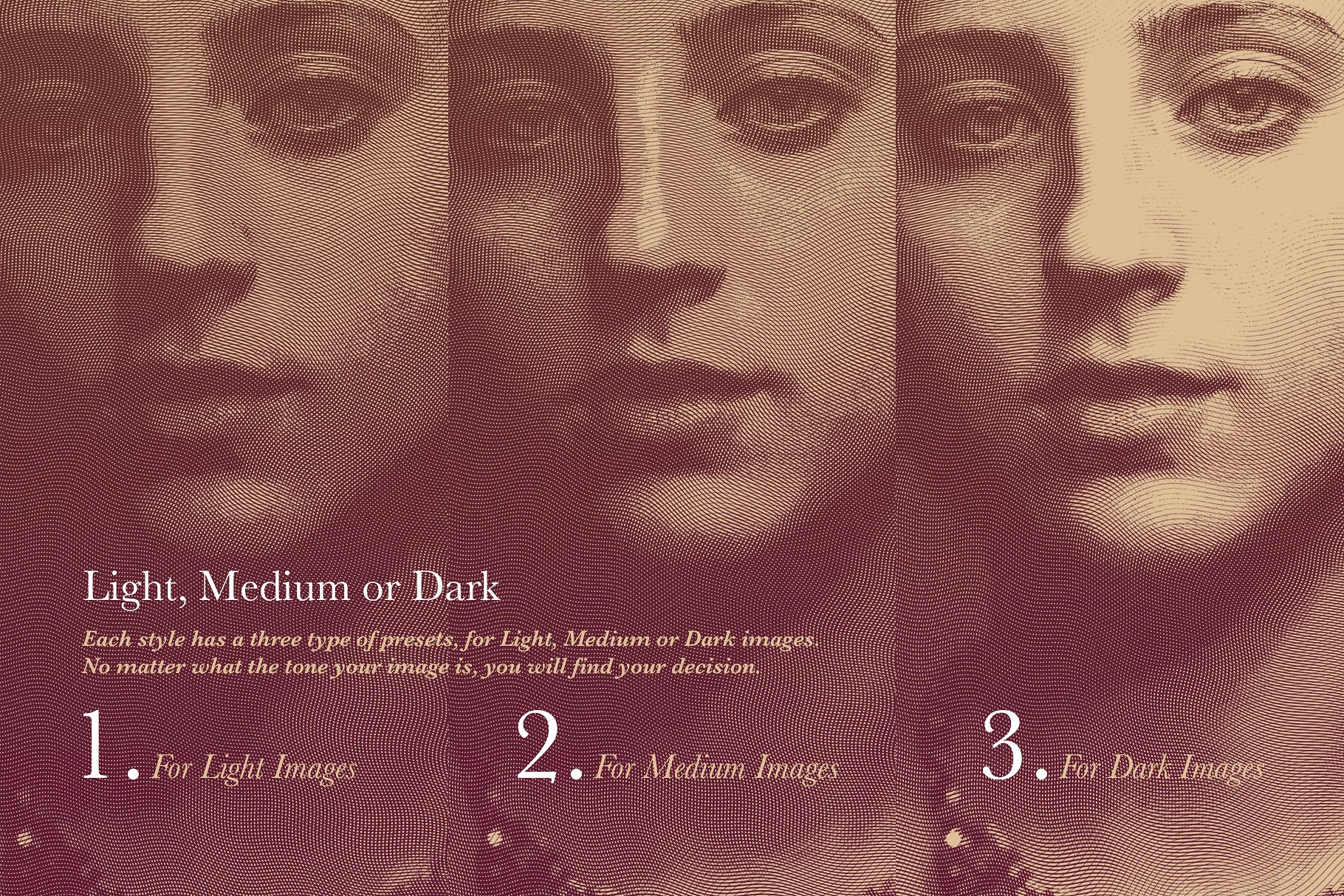 雕刻钱币凹版印刷风格照片效果处理PS动作 Engraving and Halftone Creator插图(7)