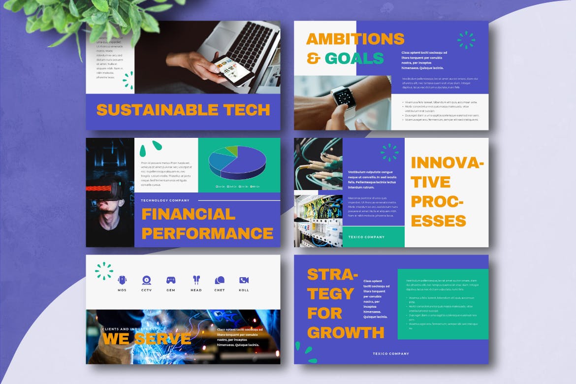 科技公司校园宣讲会素材库精选PPT模板 TEXICO – Technology Company Powerpoint Template插图(3)