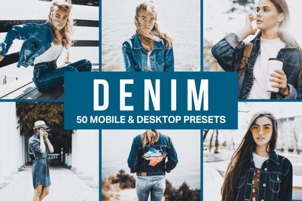 50种牛仔布时尚摄影调色滤镜素材库精选LR预设 50 Denim Fashion Lightroom Presets and LUTs