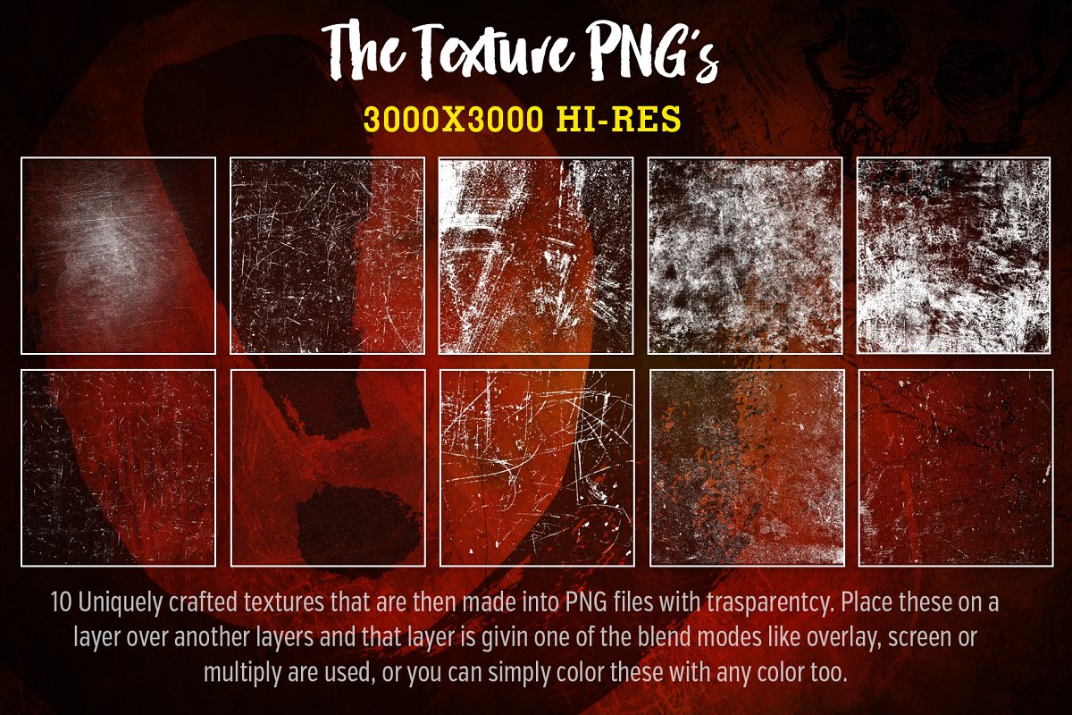 Procreate专用Grunge骷髅风格巨无霸笔刷套装插图(5)