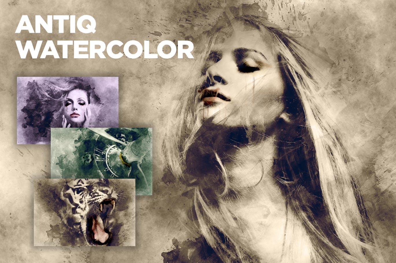 照片转大气复古水彩效果PS动作 Antiq Watercolor CS3+ Photoshop Action插图