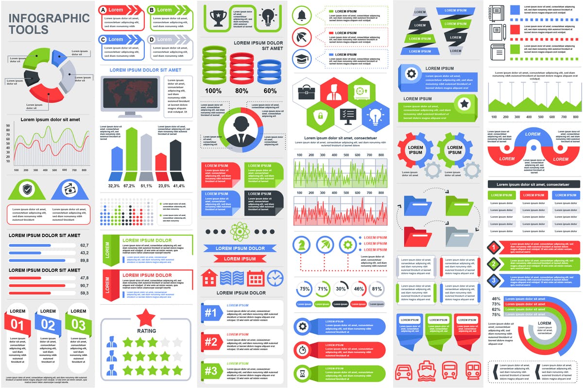 可视化数据演示信息图表幻灯片设计元素 Presentation Infographic Elements Template插图