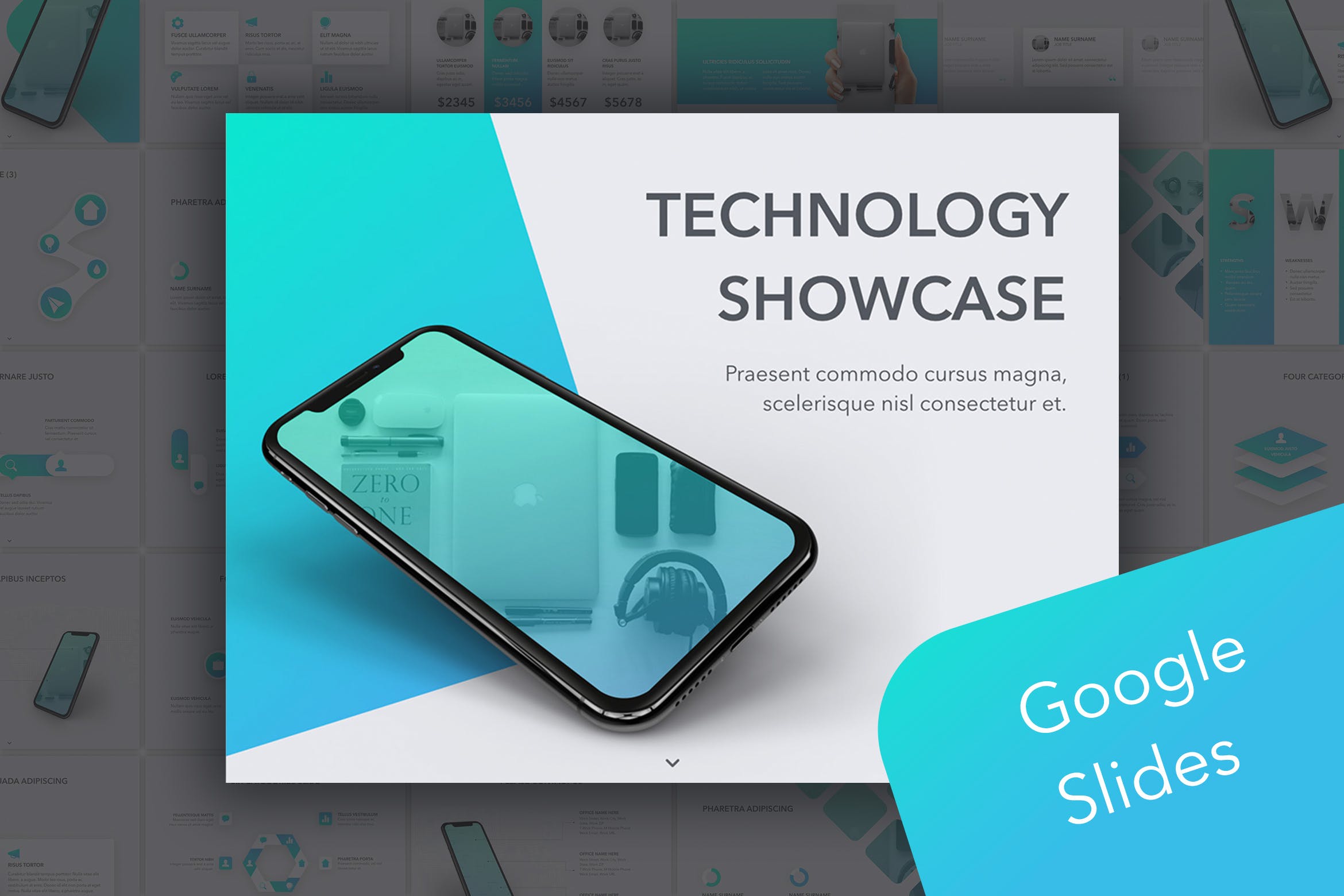 科技项目案例演示素材库精选谷歌演示模板 Technology Showcase Google Slides Template插图
