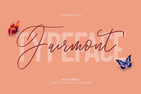 英文签名字体&amp;无衬线版式设计字体二重奏组合 Fairmont – Script Sans Font