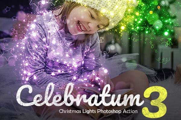 圣诞节灯光特效的PS动作下载 Celebratum 3 [atn]