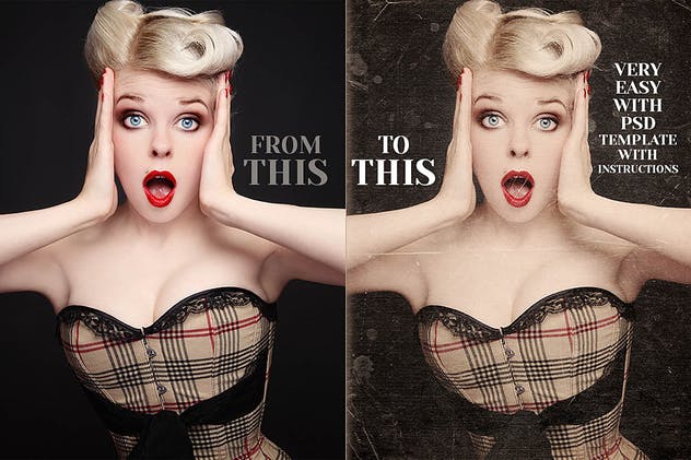 复古艺术照效果PS图层样式 Vintage Effects for Photo or Designs插图(1)