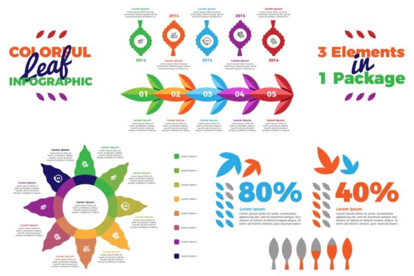 树叶&amp;树木矢量插画信息图表设计模板 Leaf and Tree – Infographic