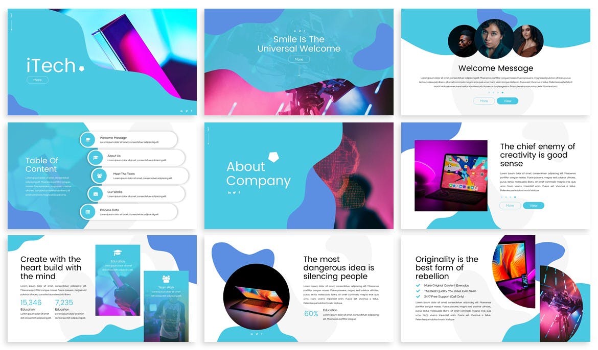 互联网科技公司简介素材库精选谷歌演示模板 iTech – Technology Google Slides Template插图(1)