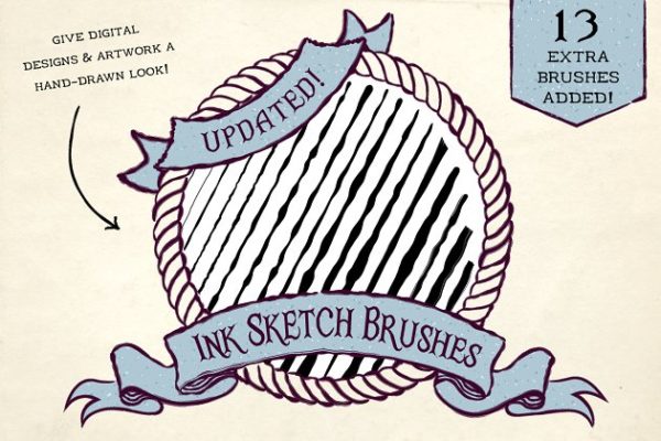 钢笔素描笔画AI笔刷 Ink Sketch Brushes