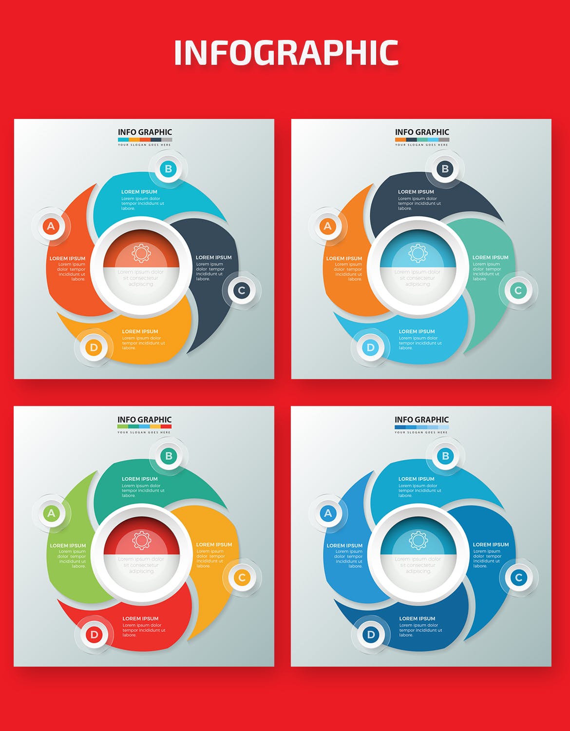 PPT幻灯片要点归纳扇形信息图表设计模板 Infographic Elements插图(1)