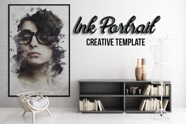 创意艺术墨水照片效果PS动作 Ink Portrait – Creative Template