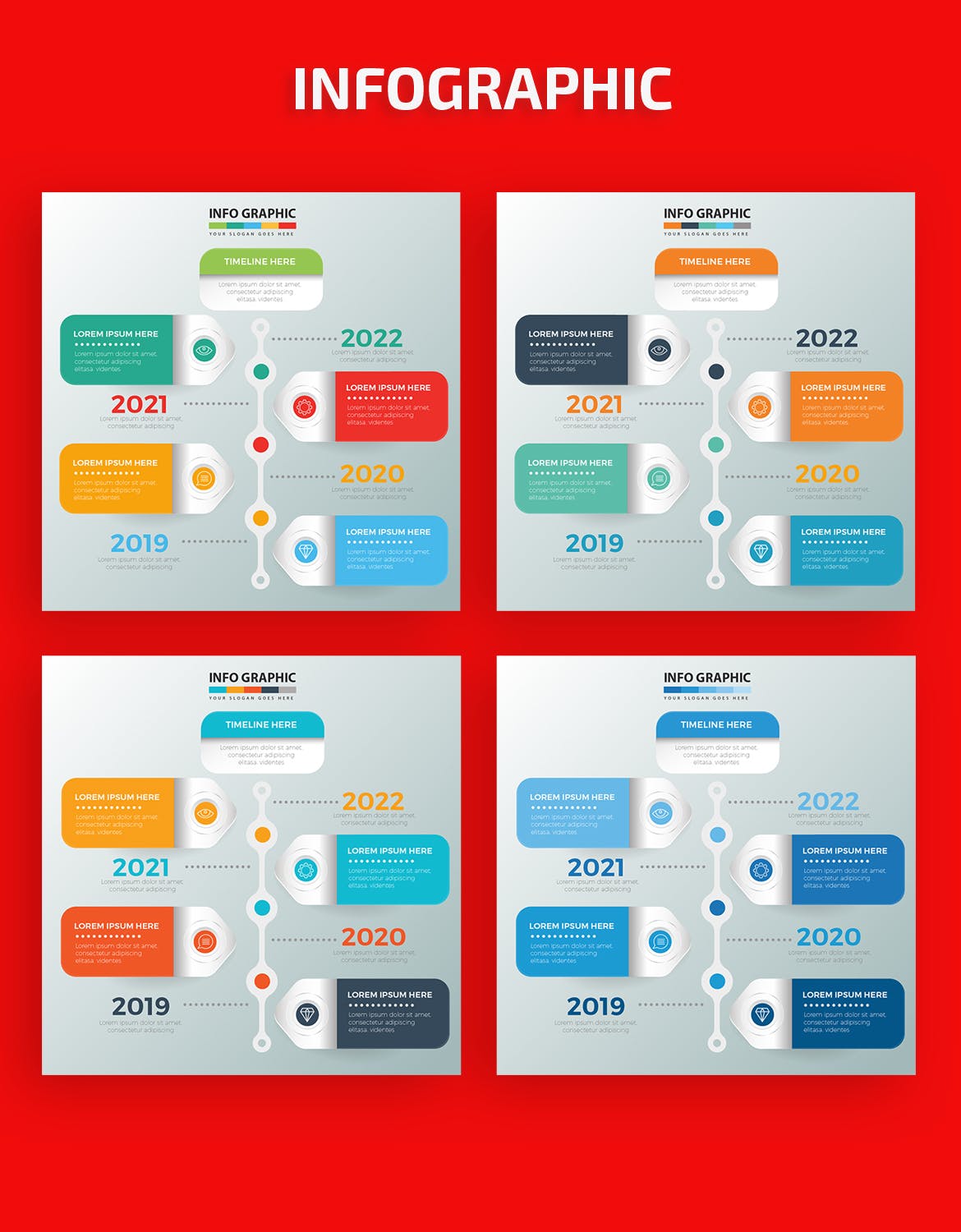 大事记时间轴/项目规划信息图表矢量图形素材库精选素材v1 Timeline Infographics design插图(1)