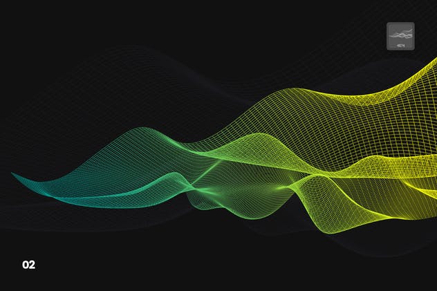 数字网络信号波纹线条PS笔刷 Digital Network Flow of Waves Photoshop Brushes插图(2)