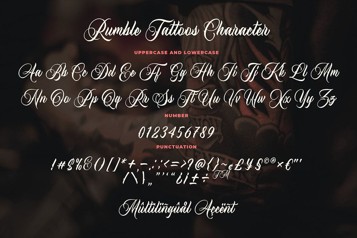纹身徽章英文手写字体 Rumble Tattoos – Tattoos Typeface插图(3)