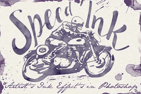 一键生成水墨绘画效果PS图层样式 Speed Ink – Smart PSD
