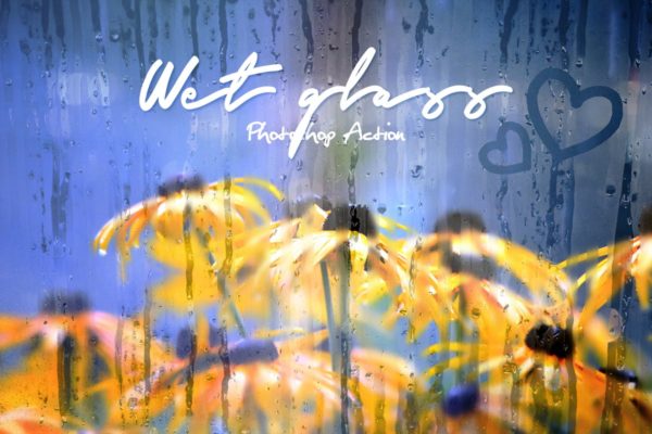 朦胧感玻璃雾面效果PS动作 Wet Glass Photoshop Action
