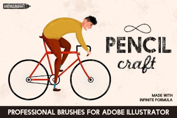 铅笔线条手绘素描AI笔刷 Pencilcraft Brushes by Guerillacraft