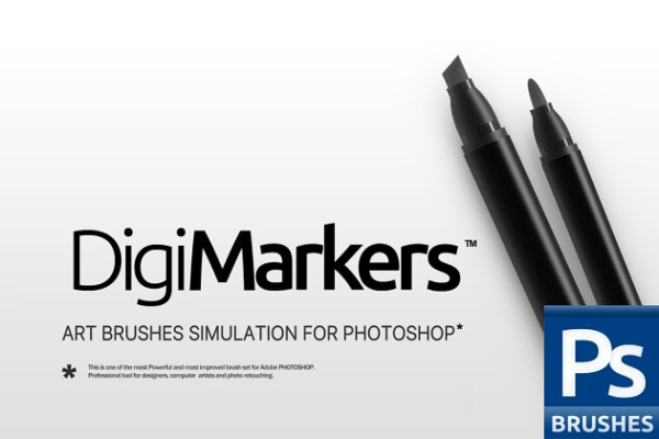 一组灵活简单方便的PS马克笔笔刷 RM Digi Markers