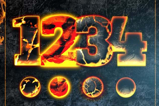 震撼熔岩火焰特效PS图层样式 Hot Lava & Fire Photoshop Layer Styles插图(3)