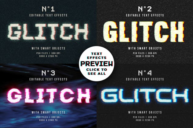 毛刺字体特效设计PSD模板 Photoshop Glitch Text Effects插图(11)