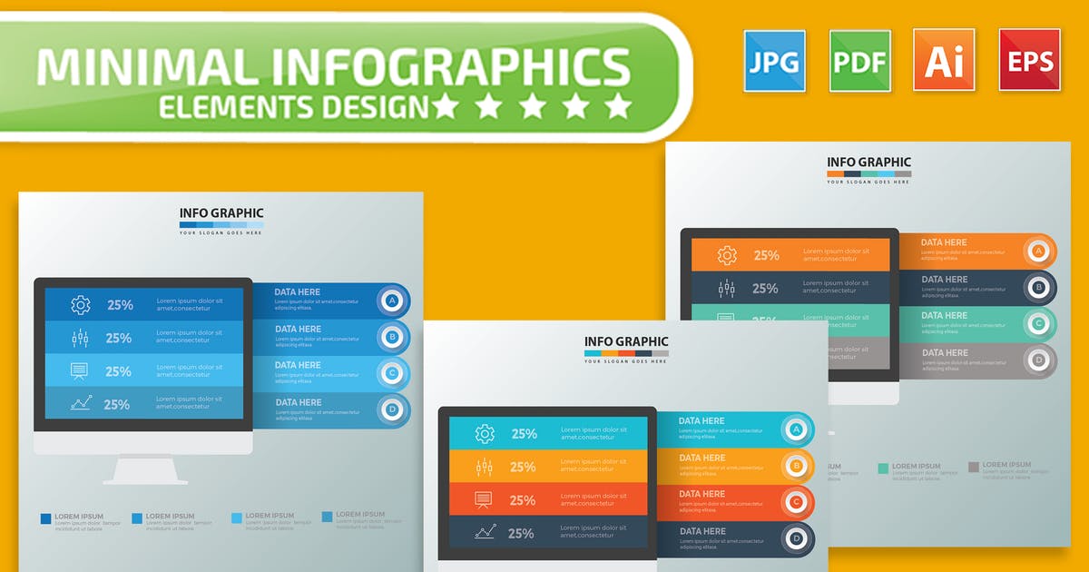 电脑数据展示信息图表设计素材插图