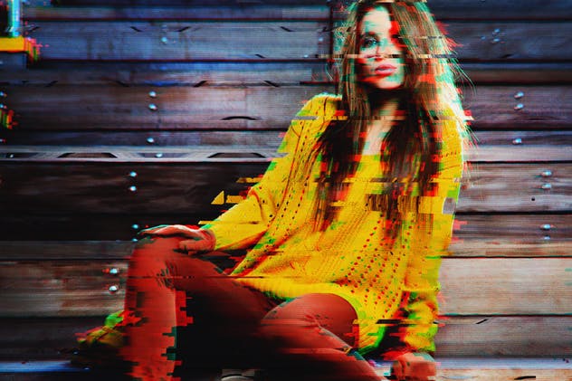 数字故障扭曲毛刺抽象照片特效PS图层样式v3 Glitch Photoshop PSD Template Ver. 3插图(2)