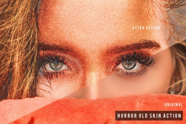 时装秀模特创意肤色彩妆特效素材库精选PS动作 Horror Old Skin Art Action