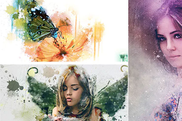 5合1混合水彩画效果PS动作套装 5 in One Mixed Aquarelle PS Action Bundle