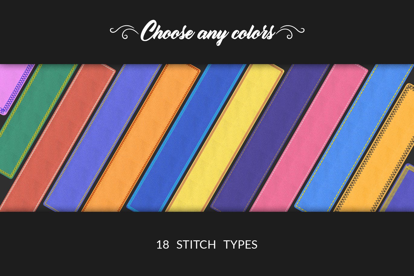 面料缝合缝线针织效果印花图案设计PS动作 Stitched Fabric Photoshop Action插图(2)