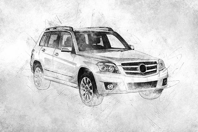 创意素描草图绘画效果PS动作&笔刷 Pencil Sketch 2 Photoshop Action插图(1)