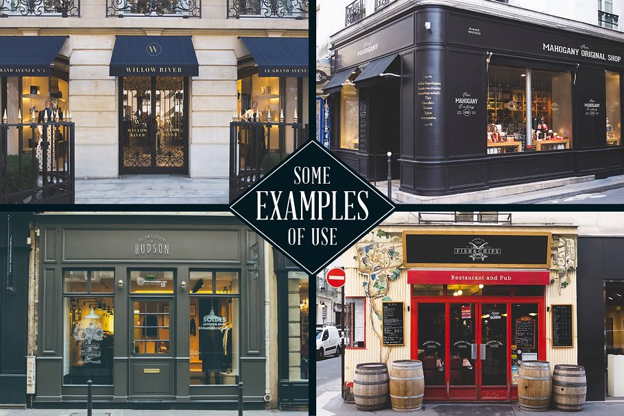 50款各种店铺店招招牌设计展示样机 50 Facades mockups插图(1)