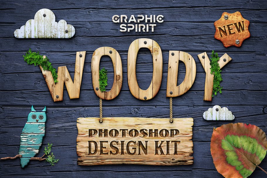 创意木制艺术设计素材包 WOODY Creative Toolkit for Photoshop插图