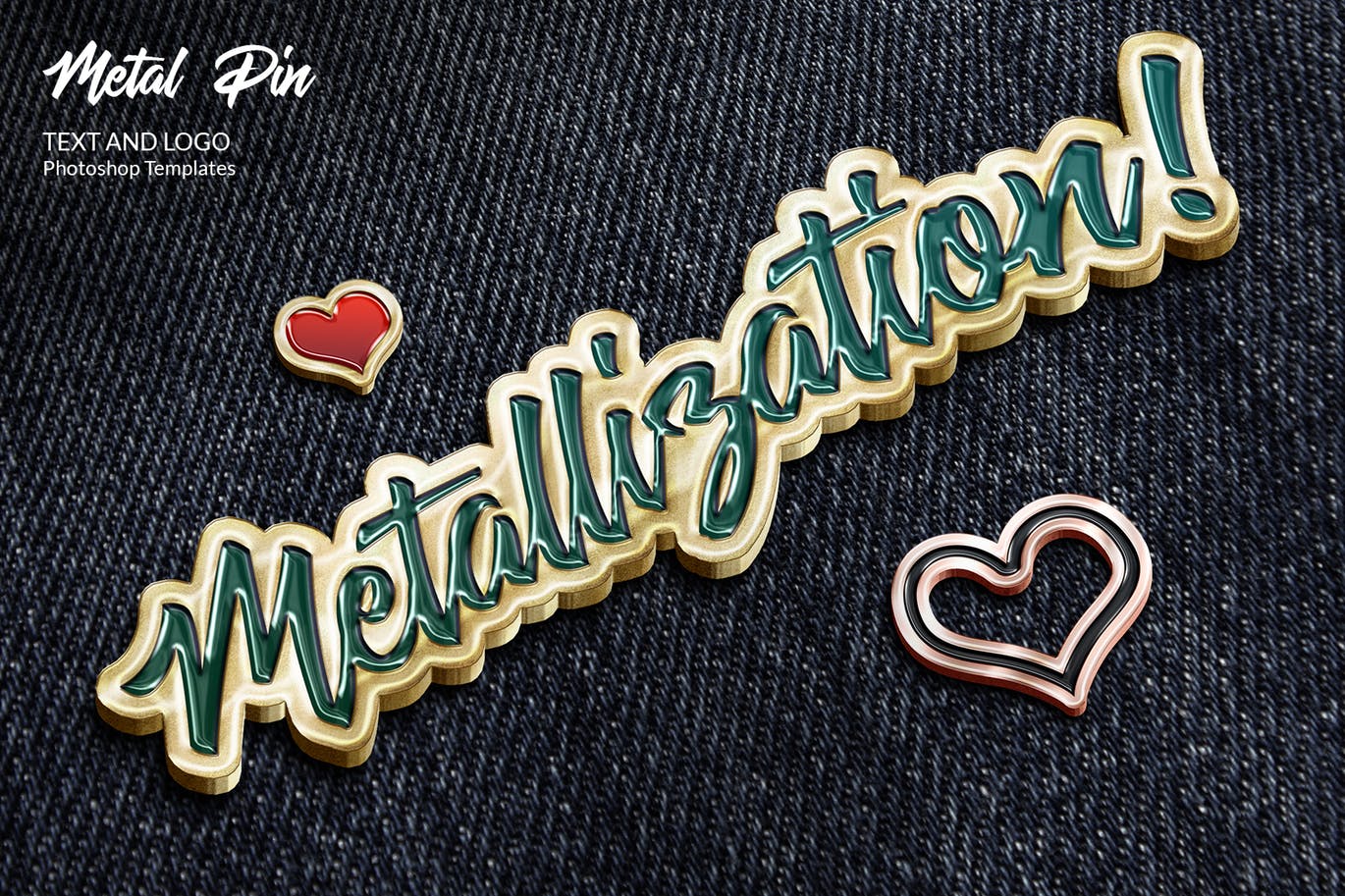 金属别针特效文本&Logo徽标PSD模板 Metal Pin – Text and Logo Mockups插图(5)