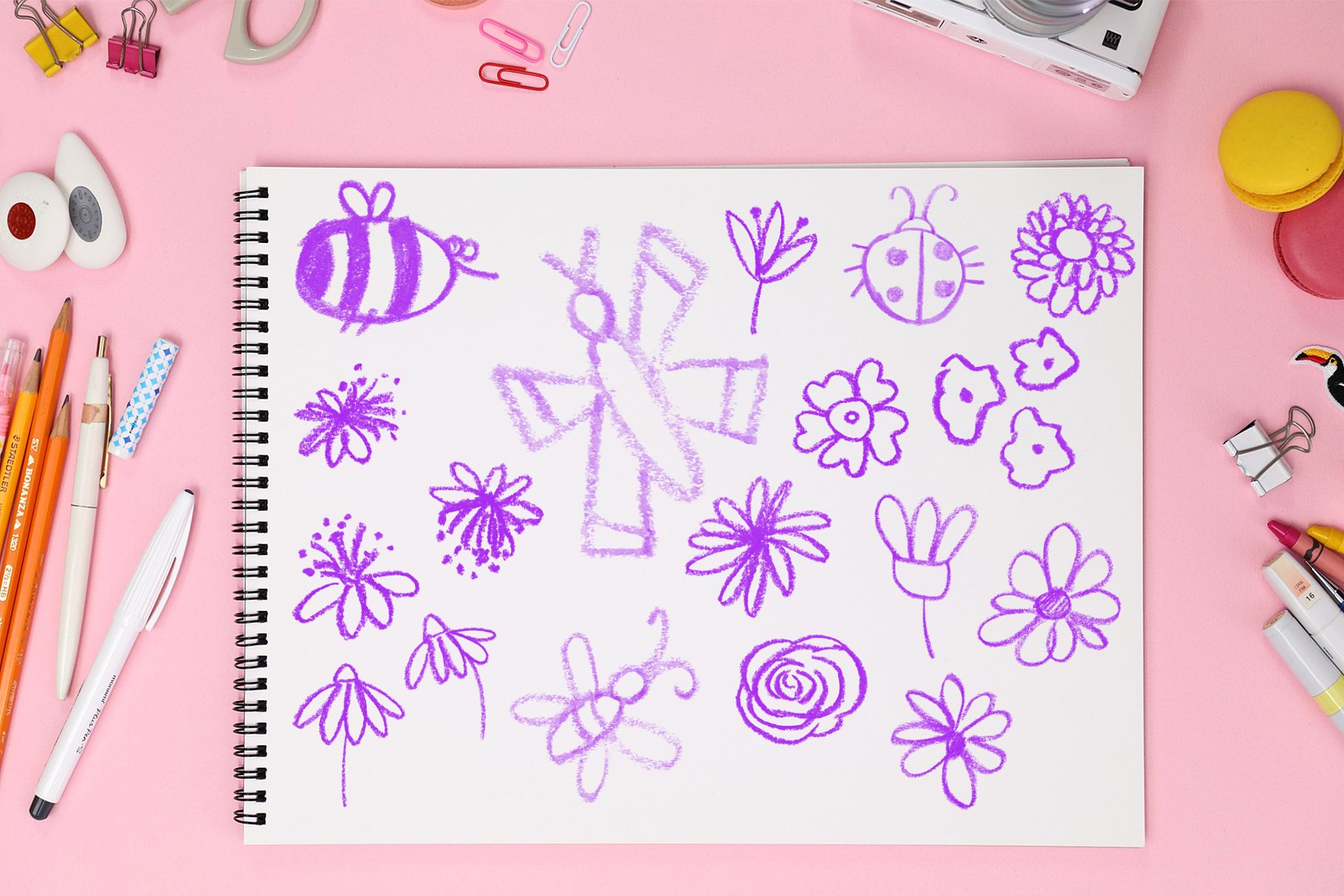 趣味的蜡笔PS笔刷下载 Scribble-PS Brushes [abr]插图(11)