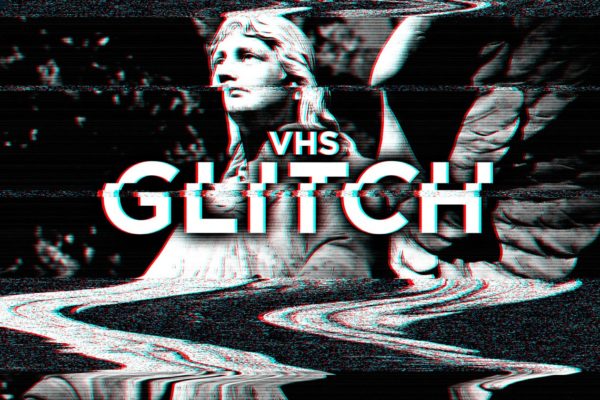 录像毛刺信号故障照片效果处理PS动作 VHS Glitch Effects for Photoshop