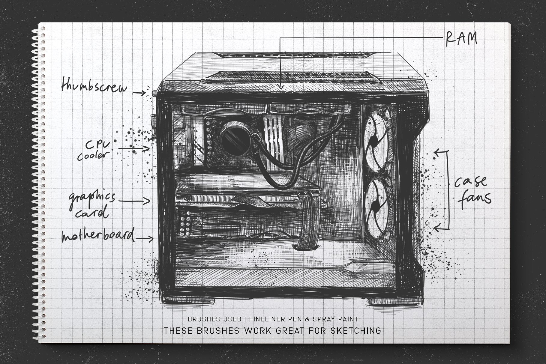 素描/水彩/油画Procreate专用笔刷 Procreate Brushes Starter Kit插图(4)