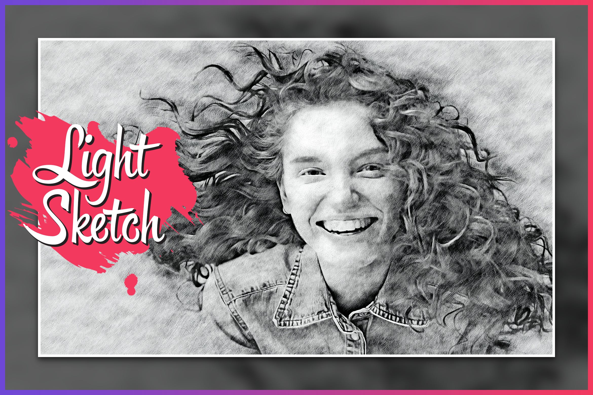 照片铅笔素描效果一键生成素材库精选PS动作 Light Sketch CS4+ Photoshop Action插图