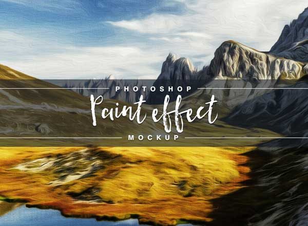 油画风格照片特效样机 Paint Effect Mockup