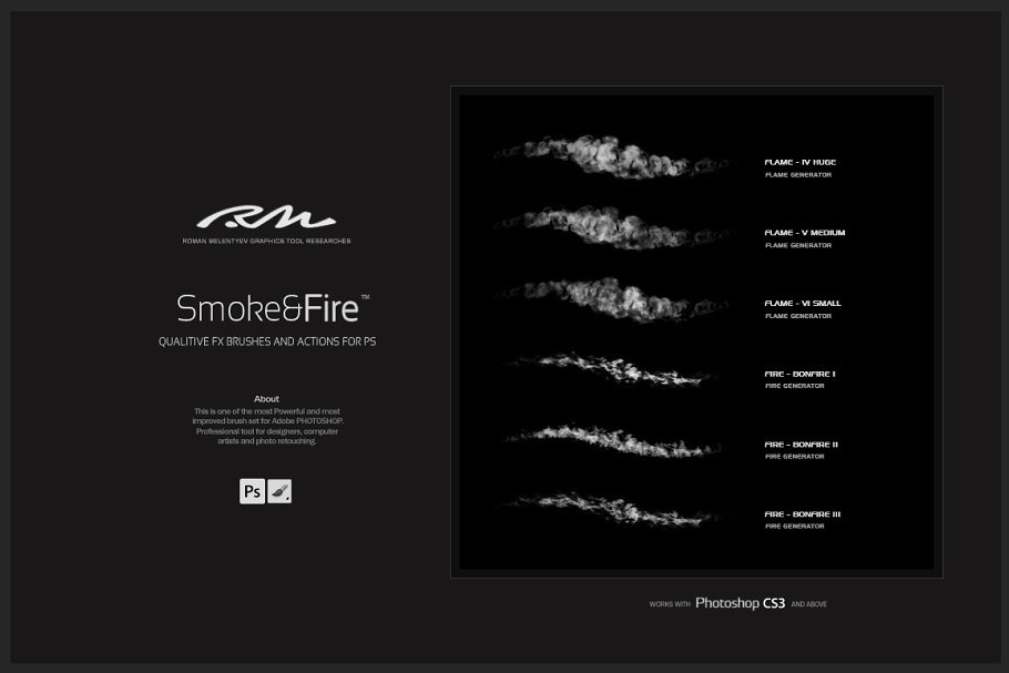 RM精品：烟雾&火焰图形图案PS笔刷 RM Smoke & Fire插图(3)