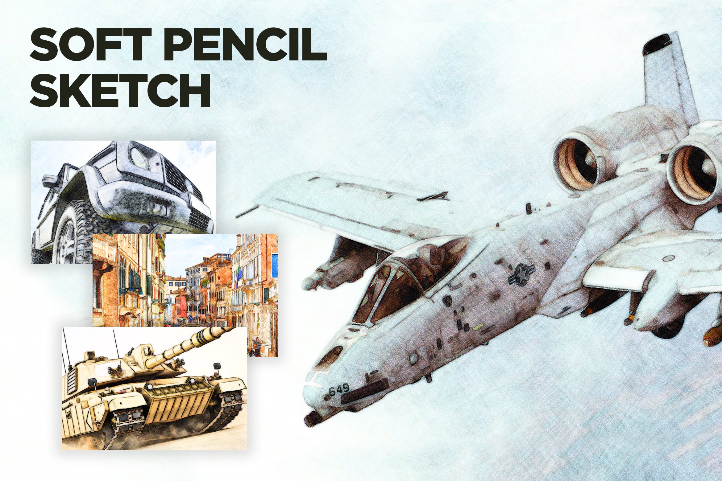 逼真彩色铅笔素描效果PS动作下载 Soft Pencil Sketch CS2+ Photoshop Action插图