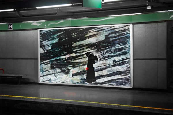 地铁灯箱广告展示效果图样机模板 Subway Billboard Mock-up