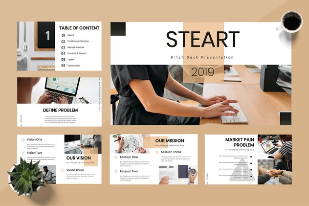 时尚多用途Google幻灯片演示模板 Steart – Pitch Deck Google Slides Presentation插图(1)