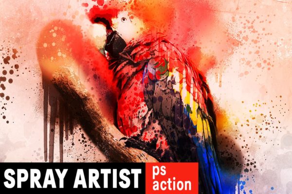 水彩喷溅喷墨照片艺术效果PS动作 Spray Artist Photoshop Action