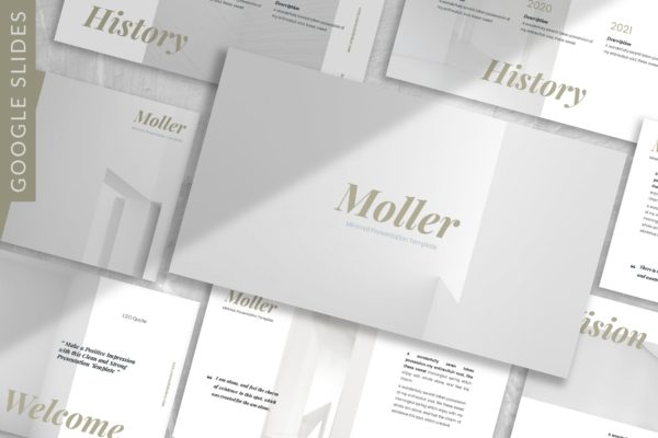 极简Lookbook设计风格素材库精选谷歌演示模板 Moller – Lookbook Google Slide Template