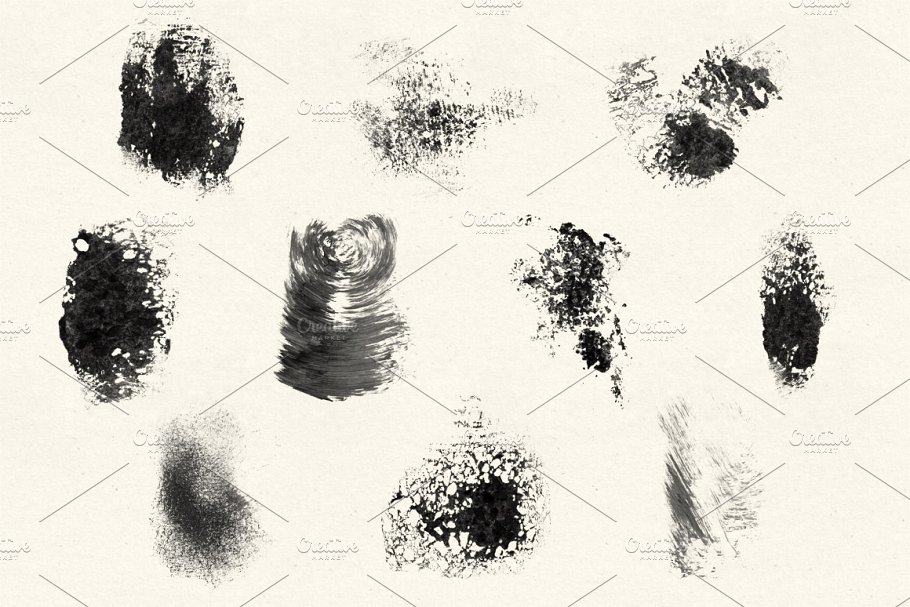 海绵涂抹刷PS笔刷v1 Sponge Smears Brush Pack 1插图(2)