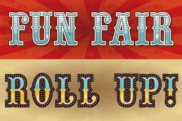 复古马戏团跑马灯效果PS字体样式 Circus Text Styles插图(2)