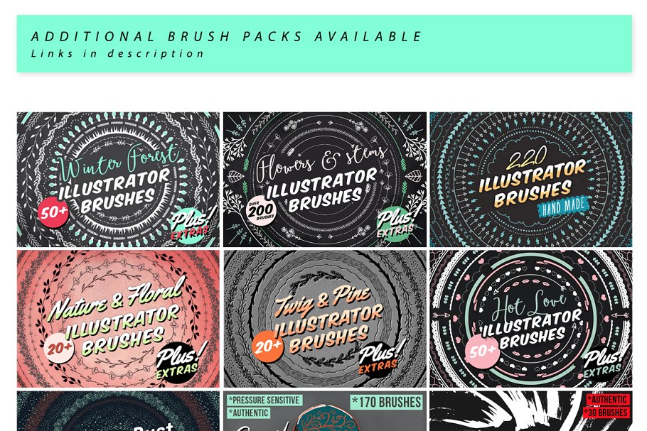 卷曲漩涡+歪扭或波形短线AI笔刷 Curls Swirls + Squiggles Brushes插图(7)