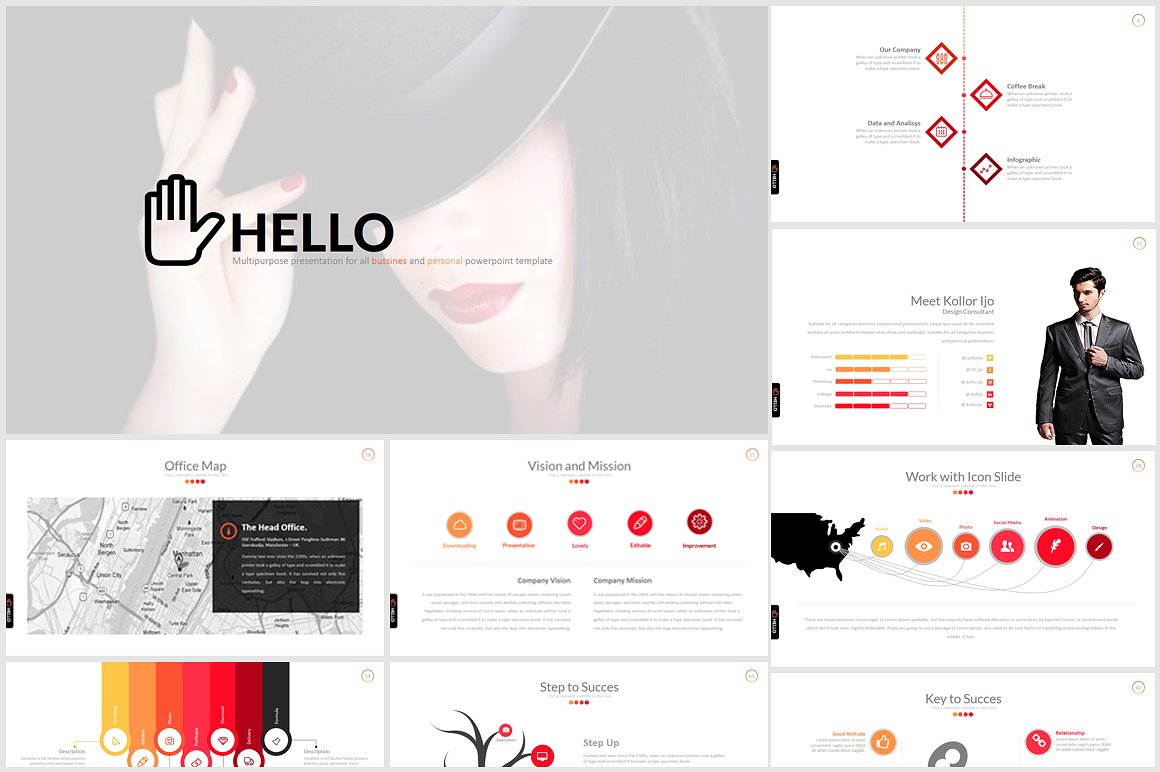 极简，优雅，深色调且可伸缩的多用途PPT模板插图(3)