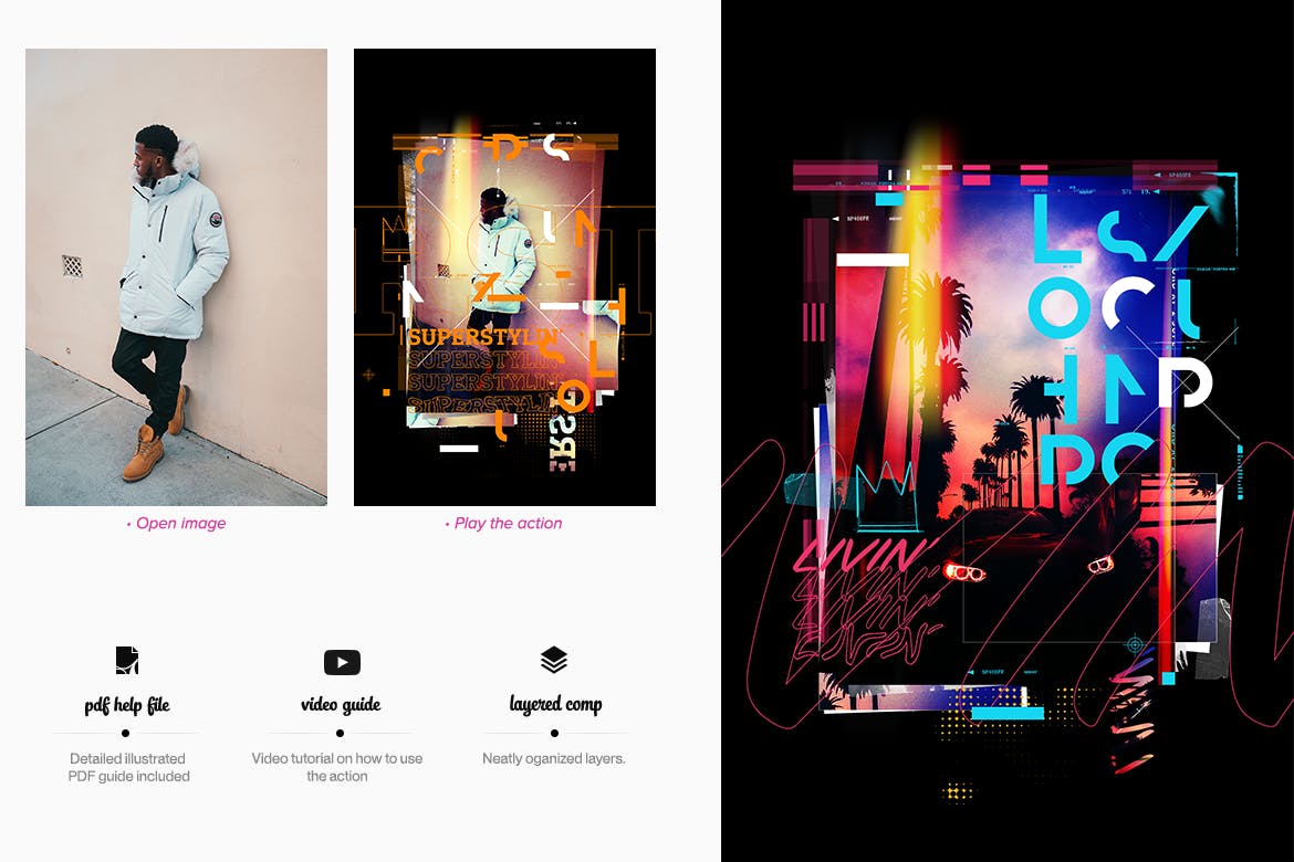 时尚Lomo印刷效果海报设计PS动作 Lomography Typography Poster Photoshop Action插图(2)