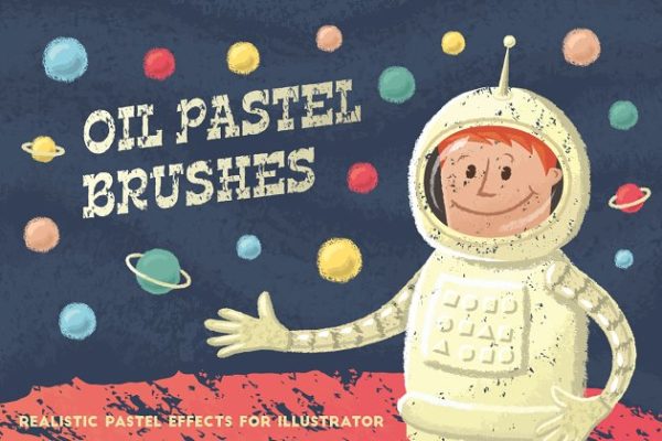 蜡笔笔画笔迹AI笔刷 Oil Pastel Brushes